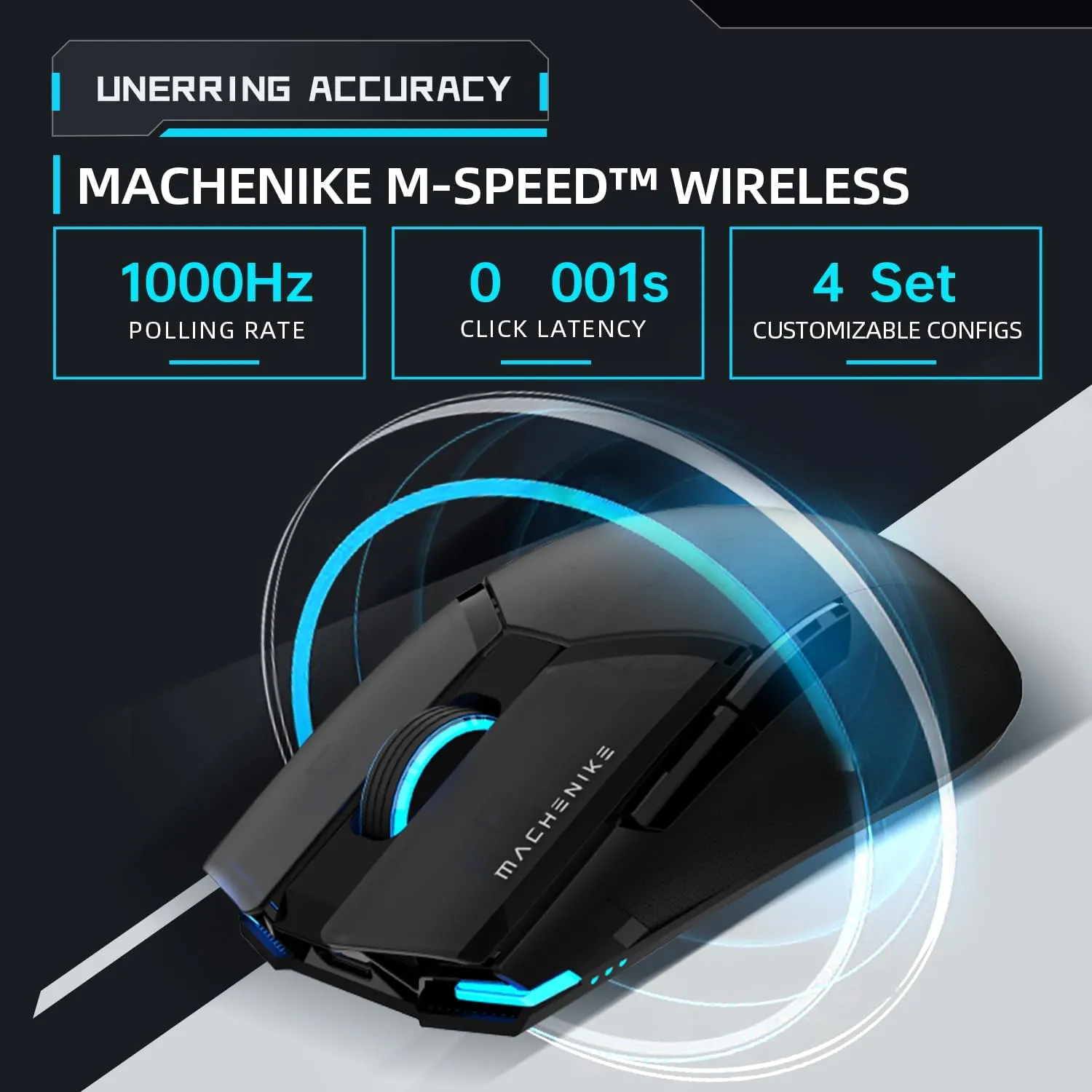 Machenike Wireless Gaming Mouse,26,000 DPI,PAW3395 Sensor,RGB Backlit,Ergonomic Design,6 Programmable Buttons,Long Battery Life,Ultra-Lightweight,Gaming Mice Compatible with PC, Mac
