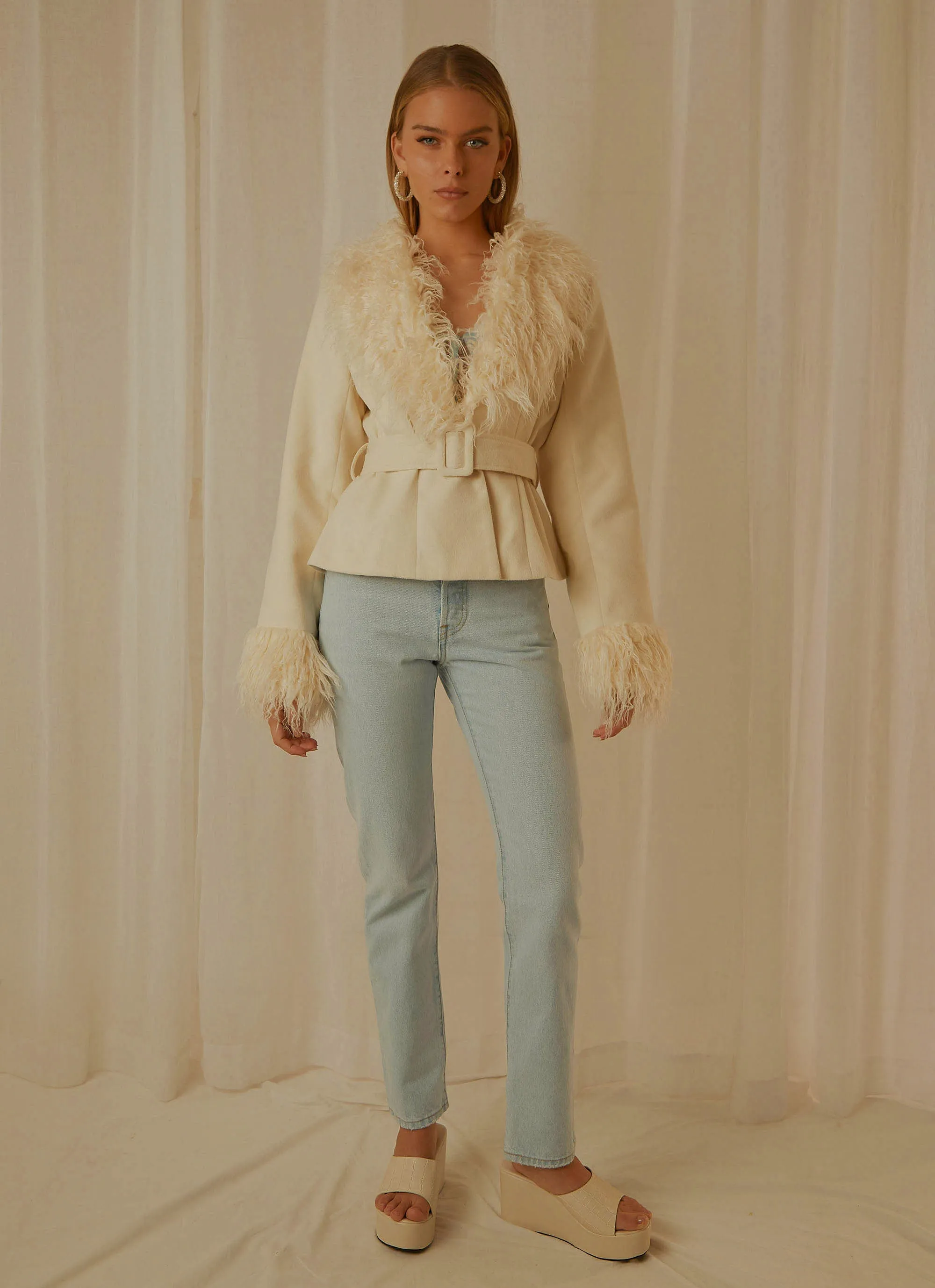 Maddy Faux Fur Jacket - Ivory
