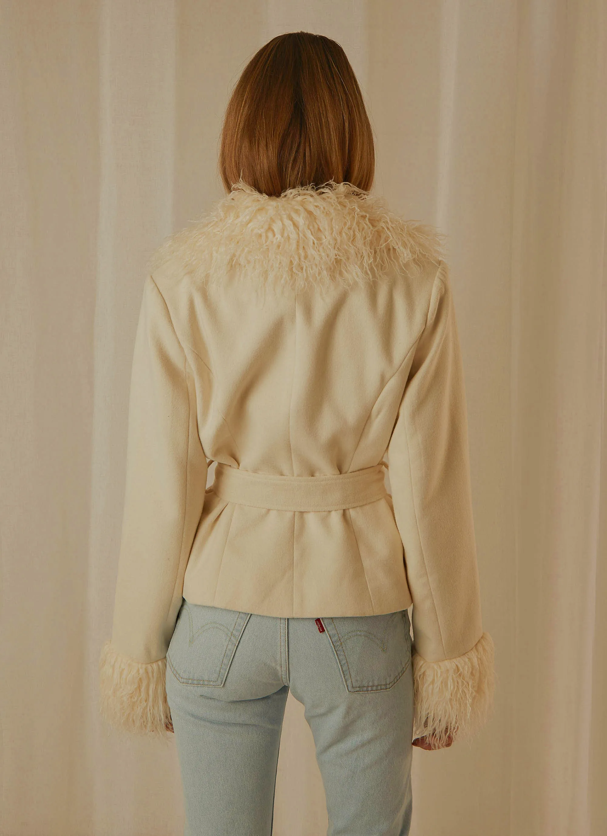 Maddy Faux Fur Jacket - Ivory