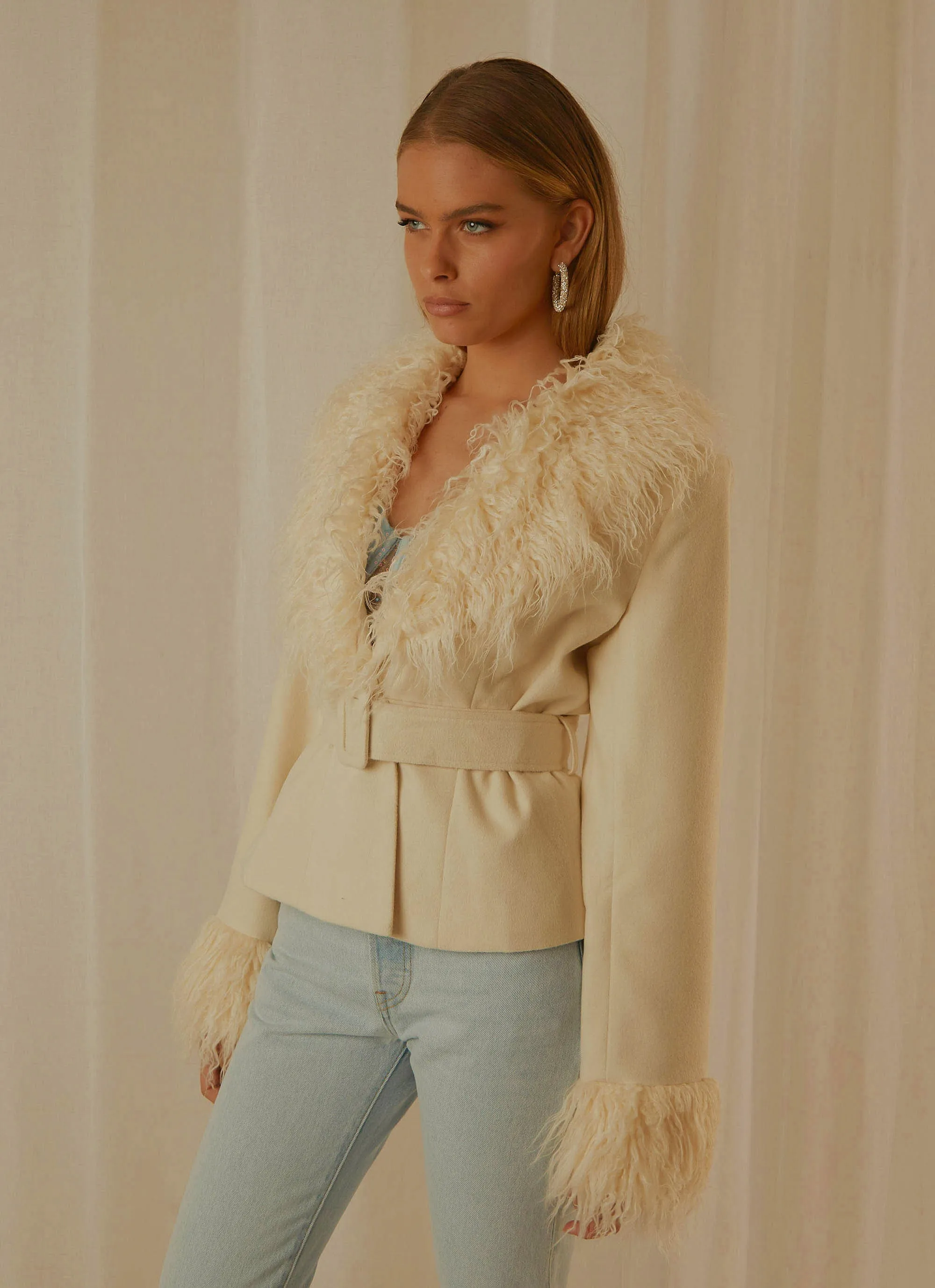Maddy Faux Fur Jacket - Ivory