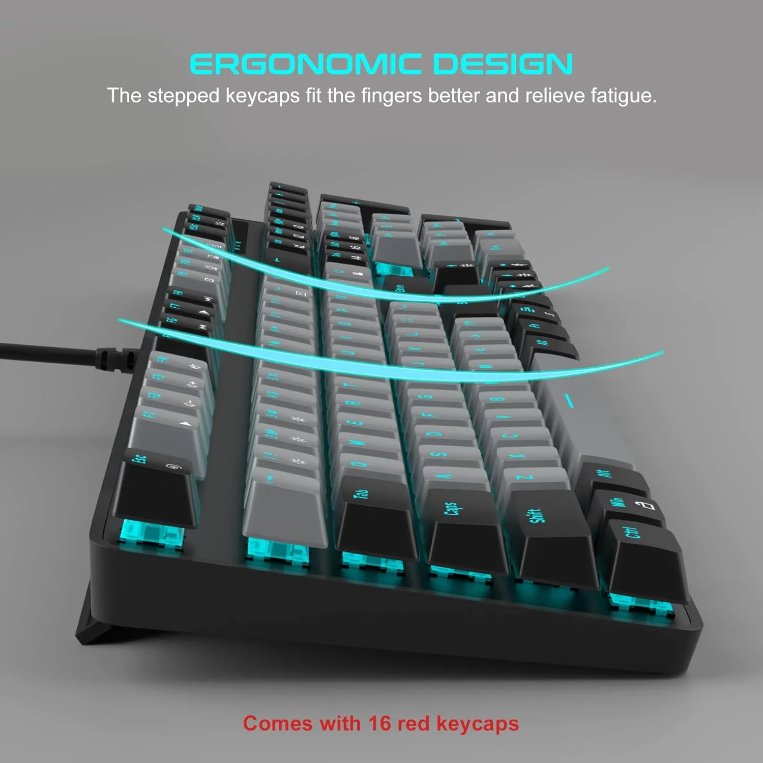MageGee Mechanical Gaming Keyboard, New Upgraded 104 Keys Blue Backlit Keyboards with Blue Switches, USB Wired Mechanical Computer Keyboard for Laptop, Desktop, PC Gamers(Black & Gray)