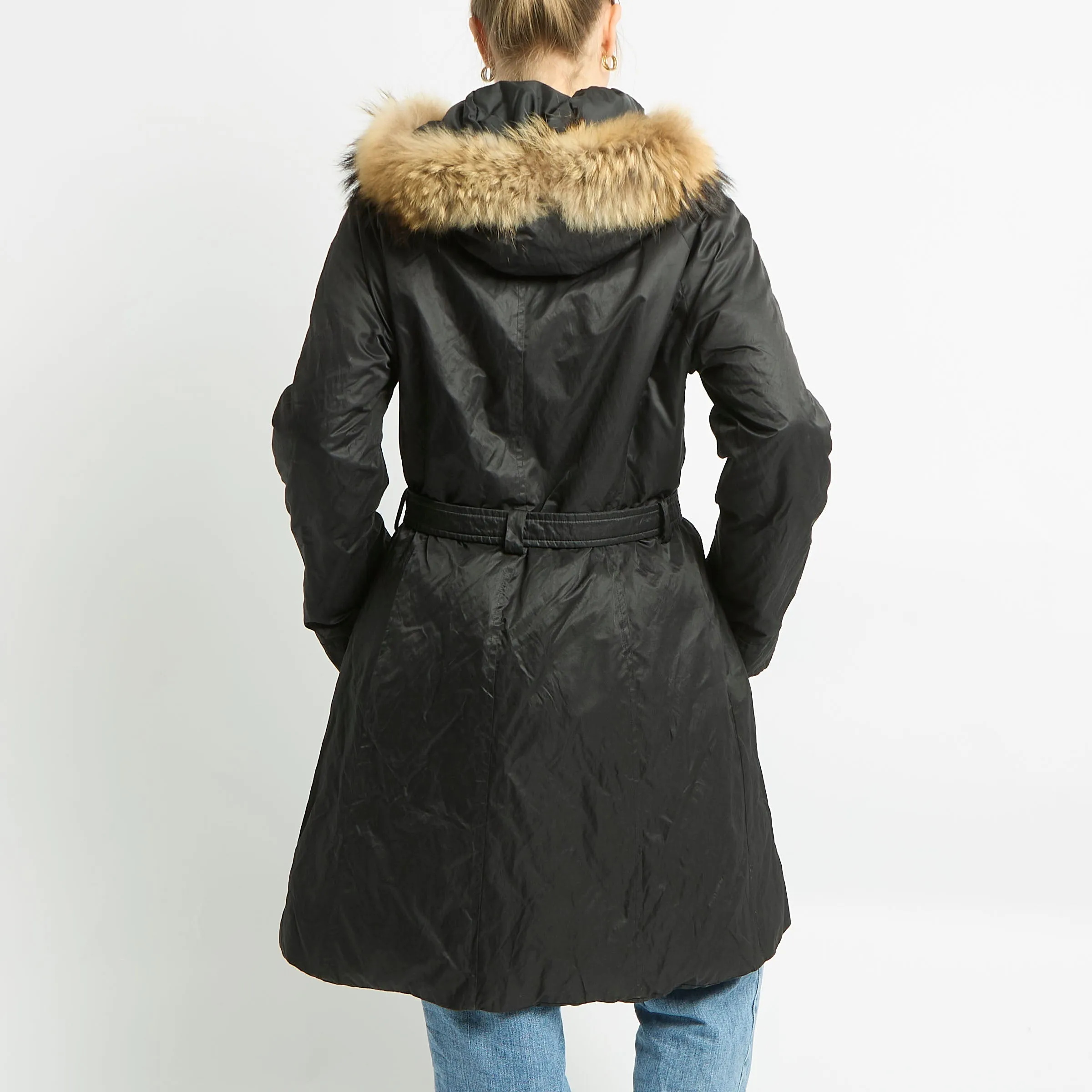 Marella Fur Trimmed Trench Coat - UK 12