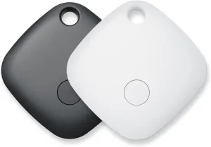 Mate Tags-2Pack, Key Finder, Bluetooth Luggage Tracker Works with Apple Find My APP (iOS Only, Not for Android), Item Locator for wallet, Backpack, Suitcases, Replaceable Battery (Black&White)