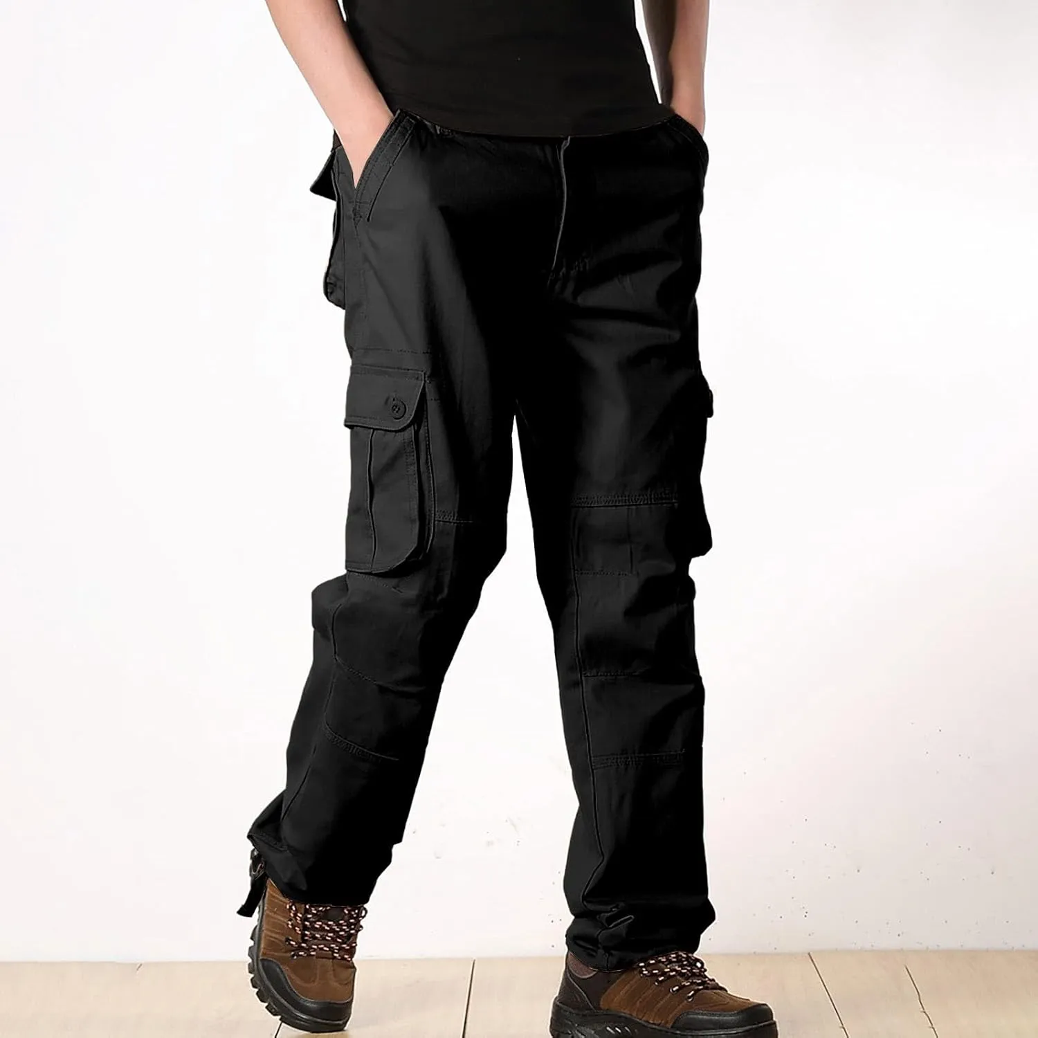 Mens Ankle Banded Pants Straight Leg Cargo Sweatpant Tactical Jogger Pant Man Young Mens Sweatpants Tech Pants