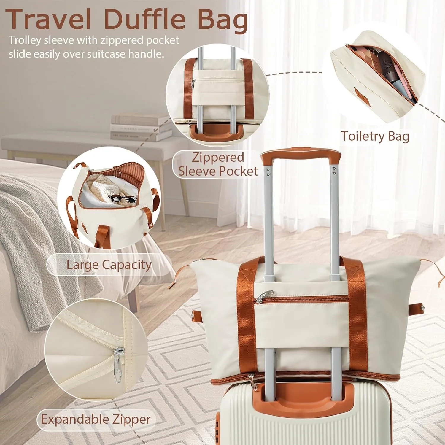 Merax 3 Pcs ABS Hardside Luggage Sets TSA Lock Spinner Wheel Suitcases, Pearly White, 20/24/28 Inch