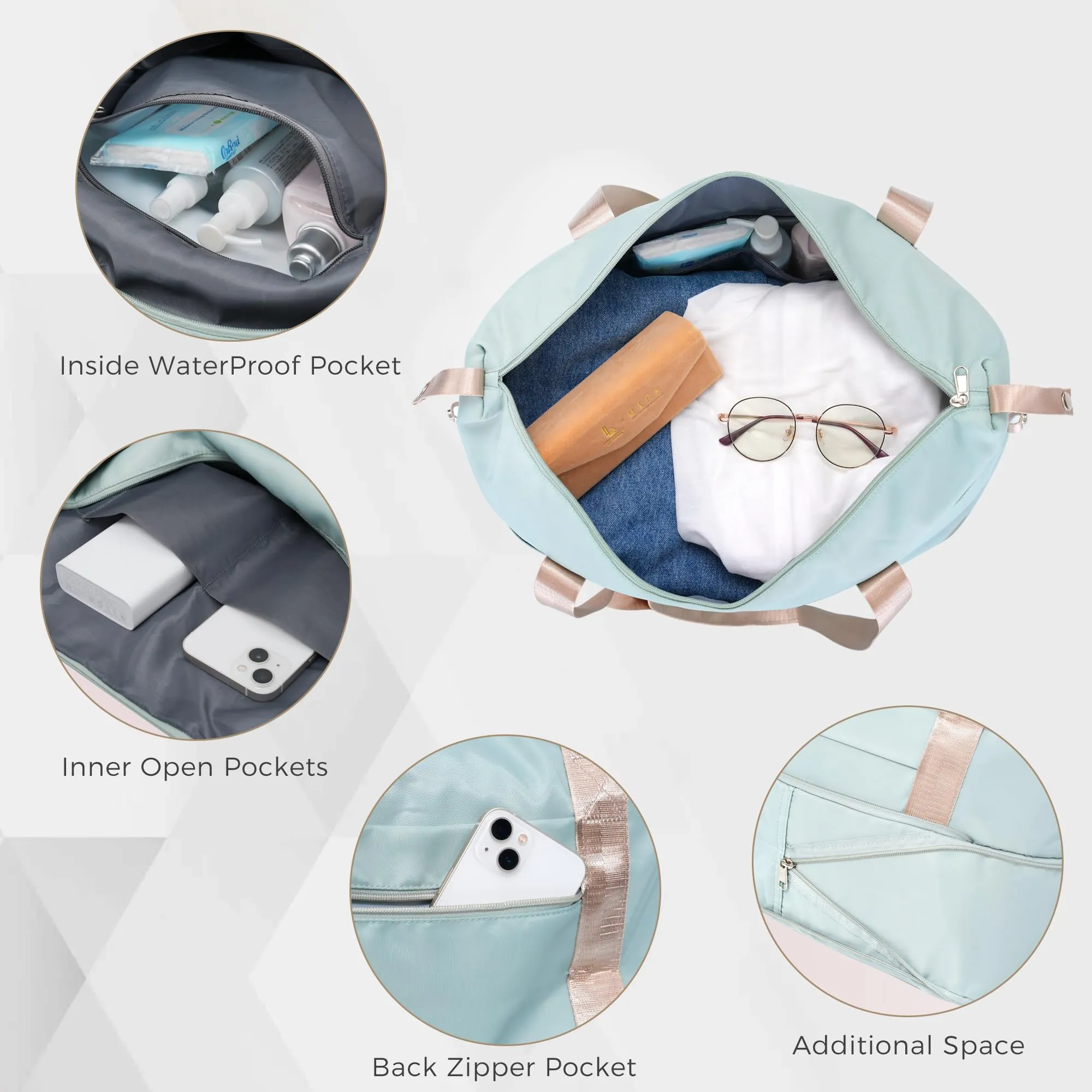 Merax 3 Pcs ABS Hardside Luggage Sets TSA Lock Spinner Wheel Suitcases, Pearly White, 20/24/28 Inch
