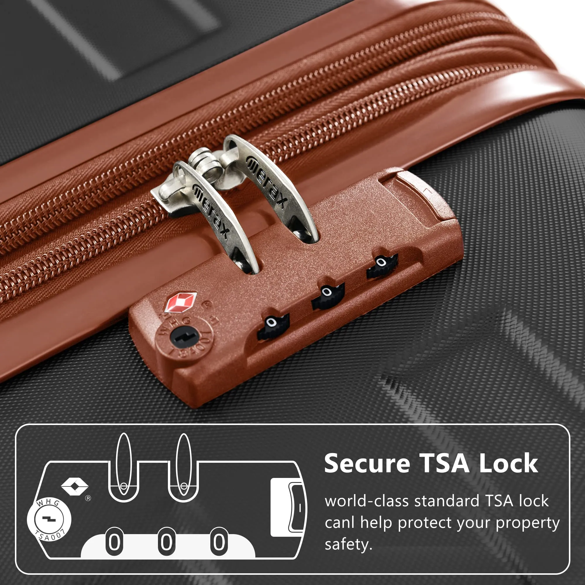 Merax 3 Pcs ABS Hardside Luggage Sets TSA Lock Spinner Wheel Suitcases, Pearly White, 20/24/28 Inch