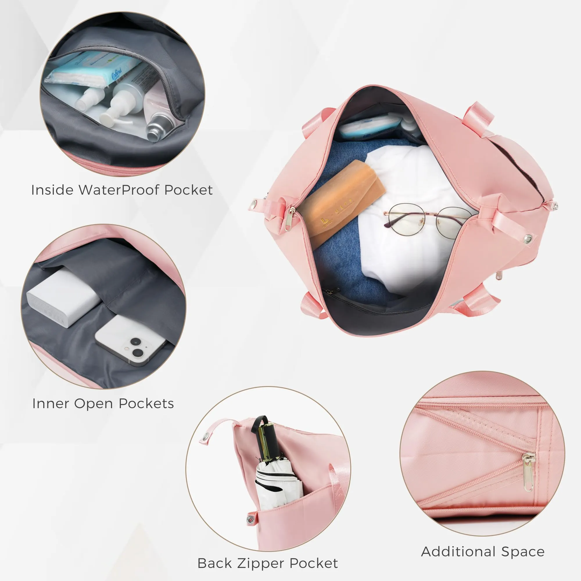 Merax 3 Pcs ABS Hardside Luggage Sets TSA Lock Spinner Wheel Suitcases, Pearly White, 20/24/28 Inch