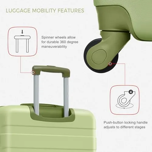 Merax 3 Pcs ABS Hardside Luggage Sets TSA Lock Spinner Wheel Suitcases, Pearly White, 20/24/28 Inch