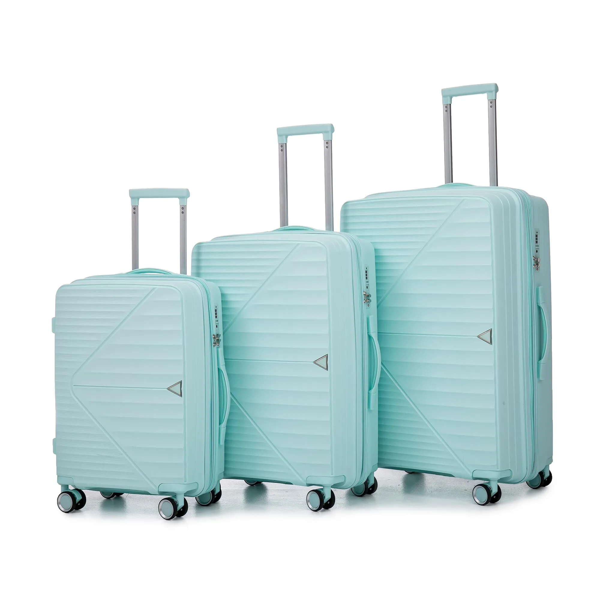 Merax 3 Pcs ABS Hardside Luggage Sets TSA Lock Spinner Wheel Suitcases, Pearly White, 20/24/28 Inch