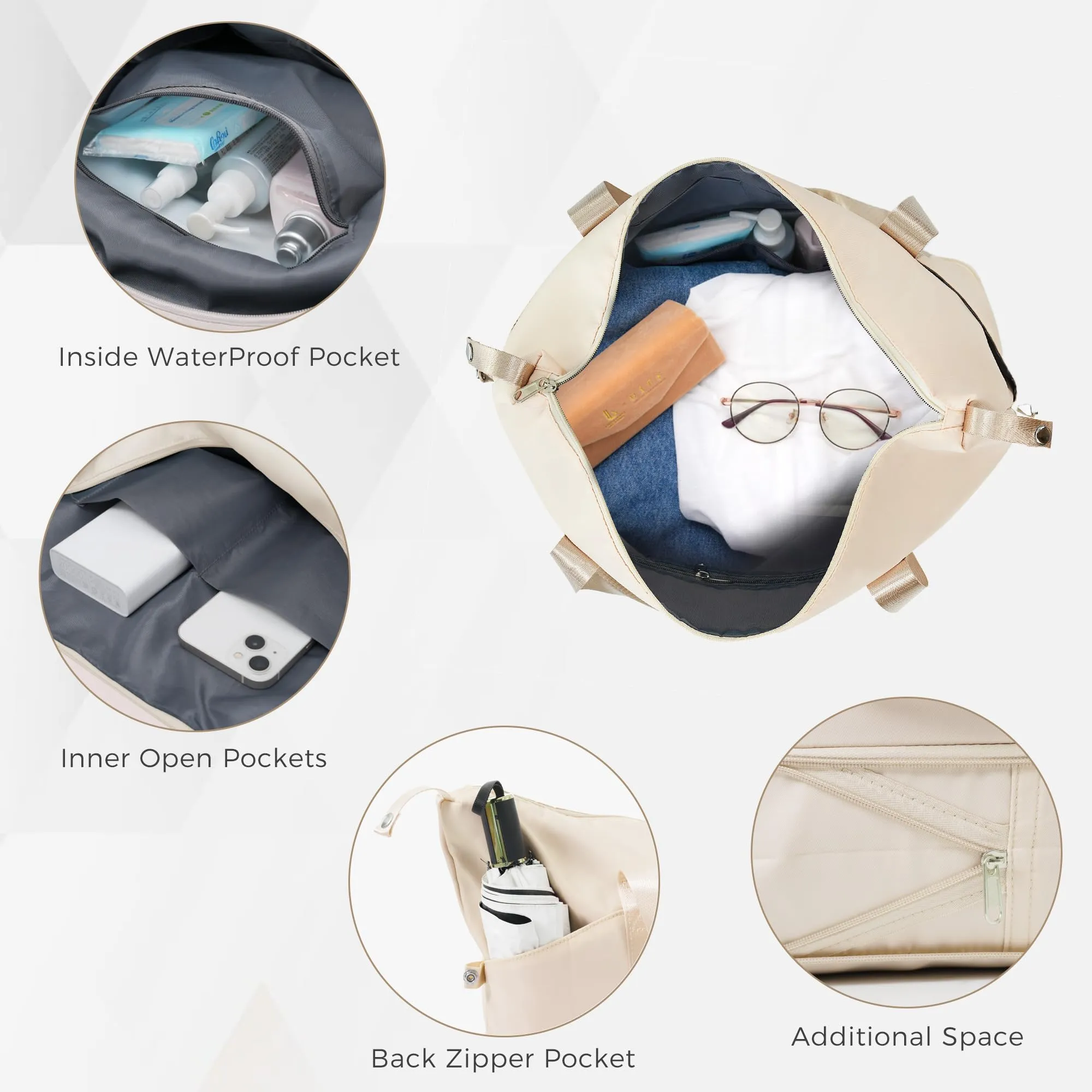 Merax 3 Pcs ABS Hardside Luggage Sets TSA Lock Spinner Wheel Suitcases, Pearly White, 20/24/28 Inch