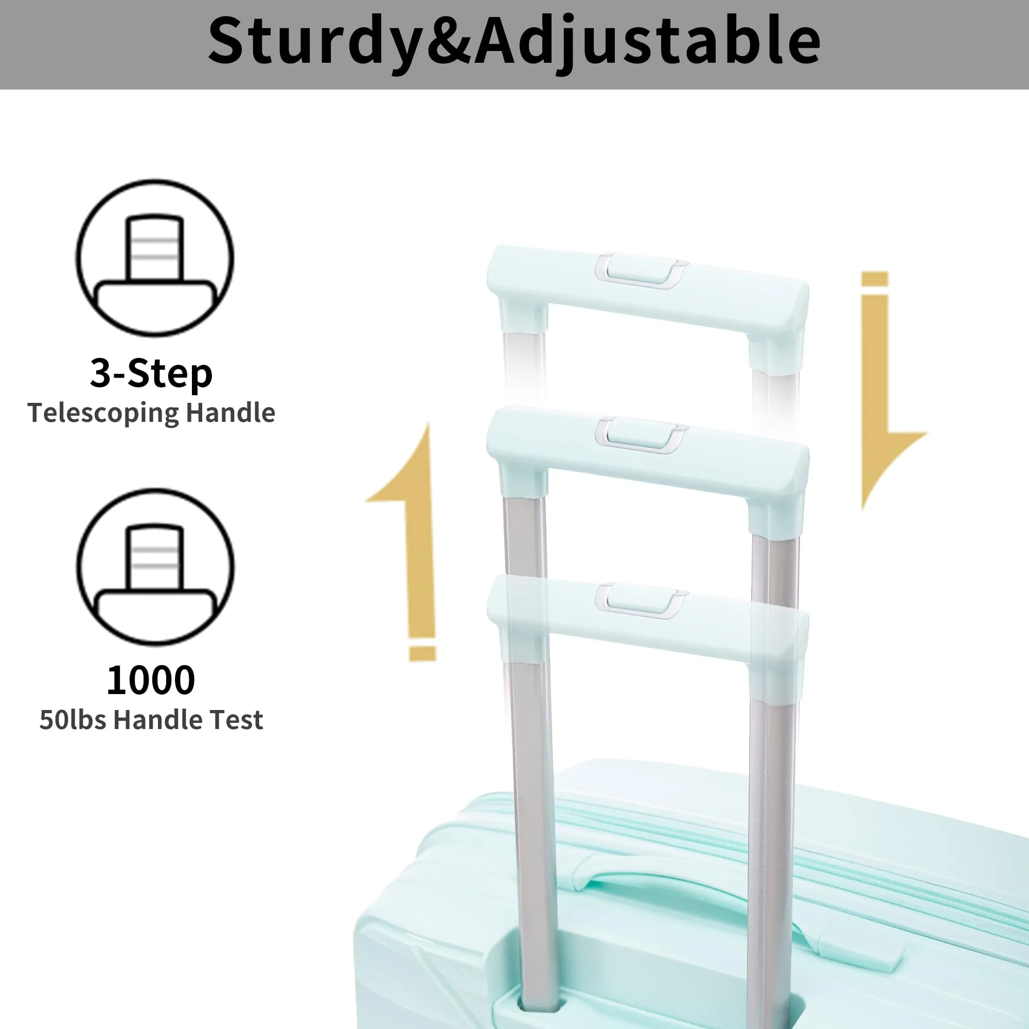 Merax 3 Pcs ABS Hardside Luggage Sets TSA Lock Spinner Wheel Suitcases, Pearly White, 20/24/28 Inch