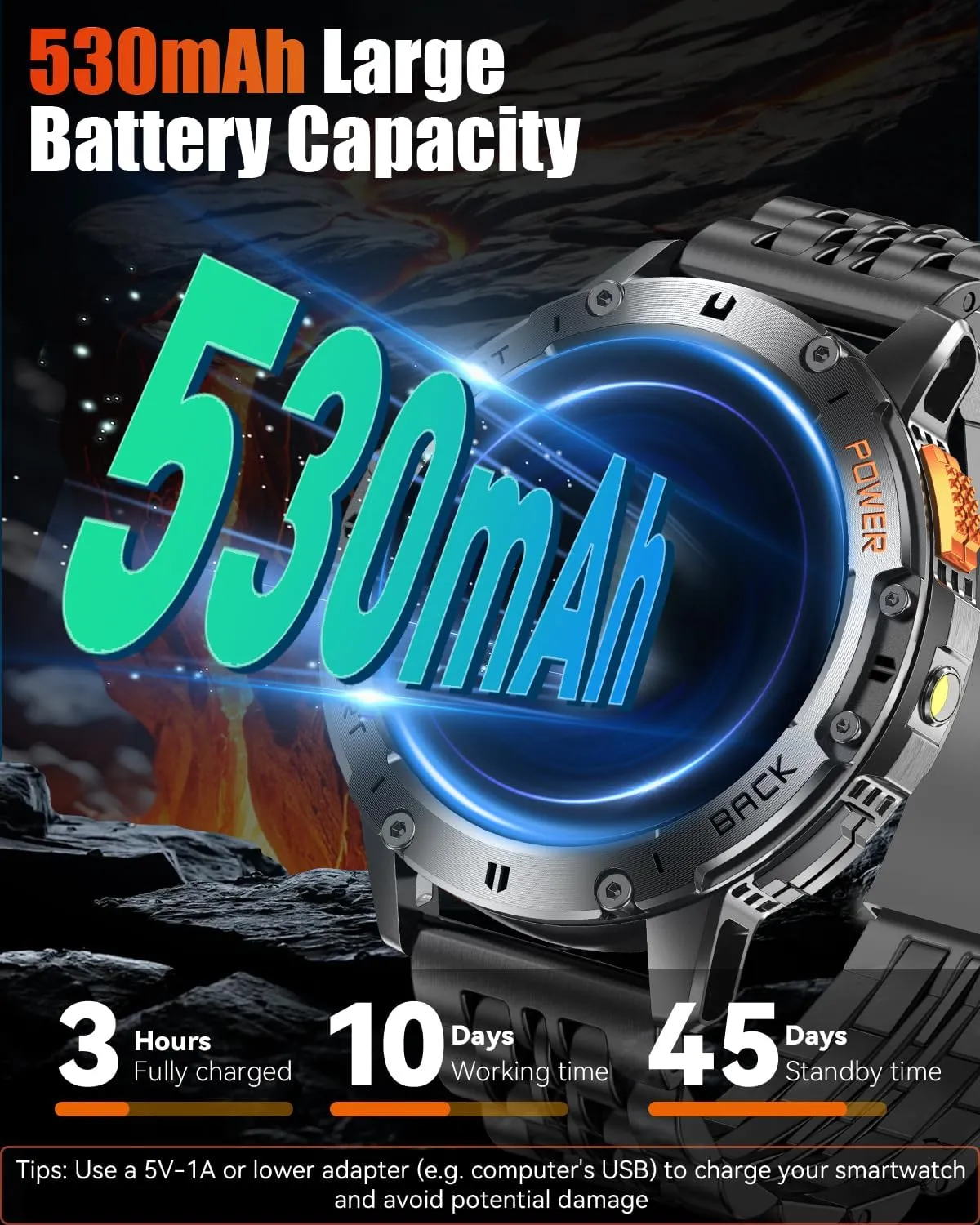 Military Smart Watches for Men with Bluetooth Call, 1.43" AMOLED Waterproof Smartwatch with Flashlight, 111 Sport Modes, 530mAh Heart Rate/SpO2/Sleep Monitor Fitness Tracker for Android iOS