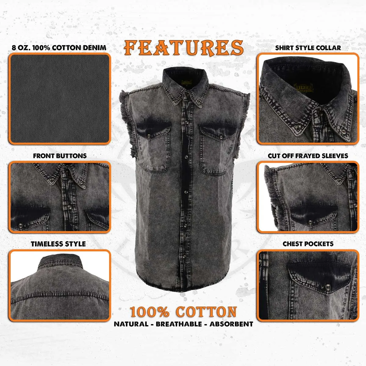 Milwaukee Leather MNG11683 Men’s Classic Beige/Black Button-Down Cut