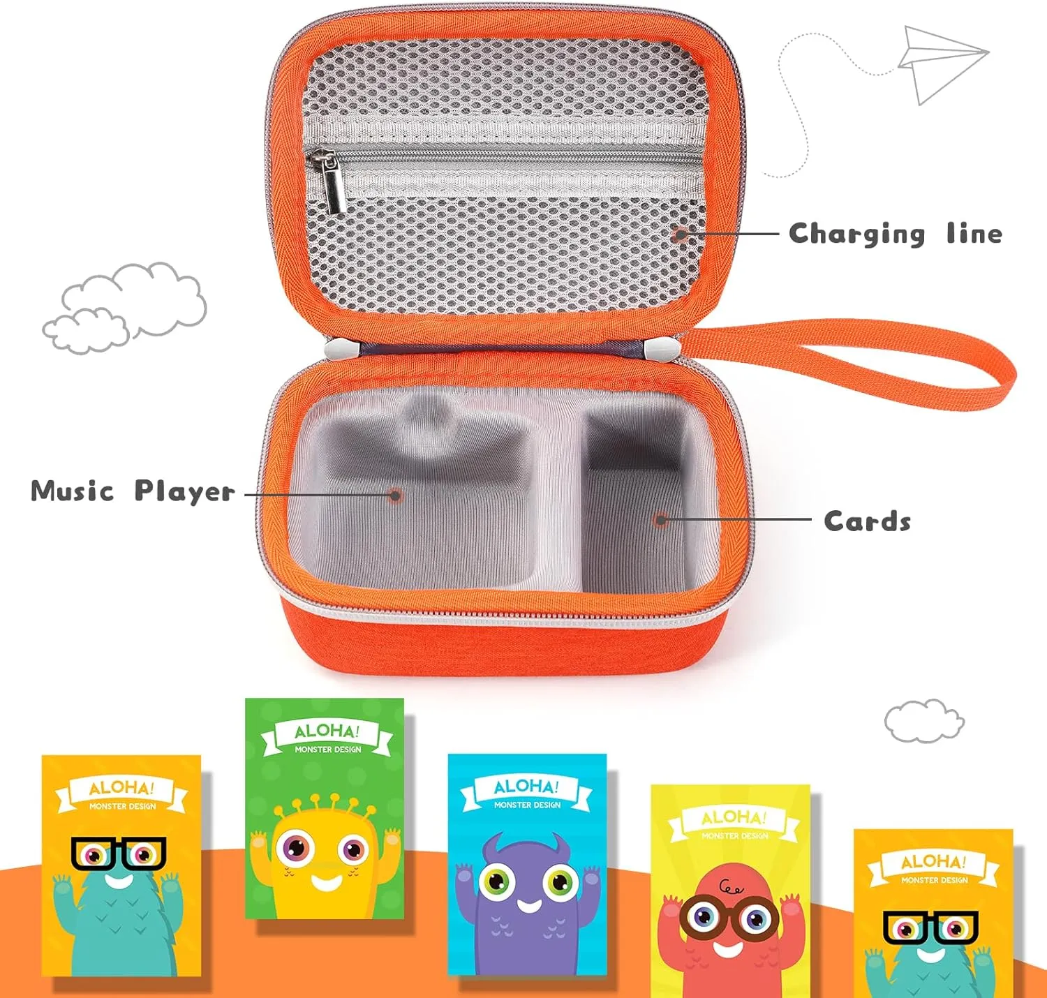 Mini Travel Case Compatible with Yoto Mini (2024 Edition) Audio Player, Hard Shell Portable Carrying Case Storage Bag for Kids Audiobook Player, Cards and Charging Cable Accessories (Orange)