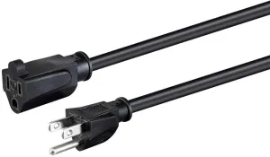 Monoprice Extension Cord - NEMA 5-15P to NEMA 5-15R, 10 Amp, 1250 Watt, 125 Volt, 18AWG, 10 Feet, Black