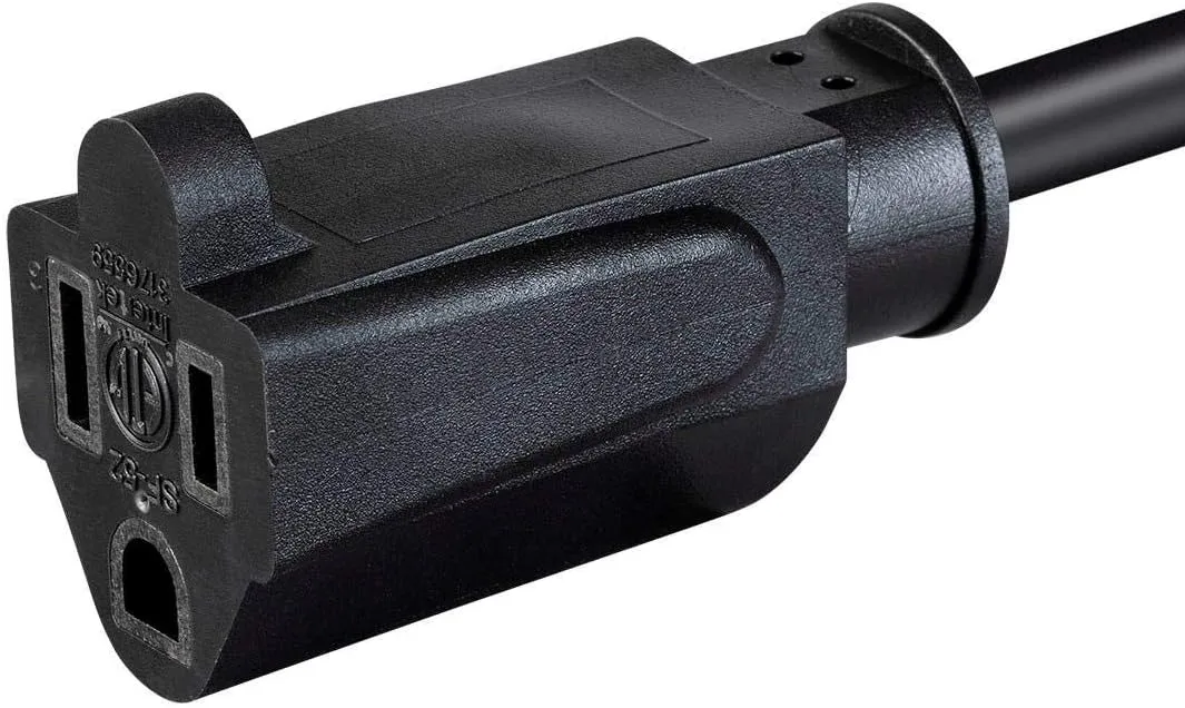 Monoprice Extension Cord - NEMA 5-15P to NEMA 5-15R, 10 Amp, 1250 Watt, 125 Volt, 18AWG, 10 Feet, Black