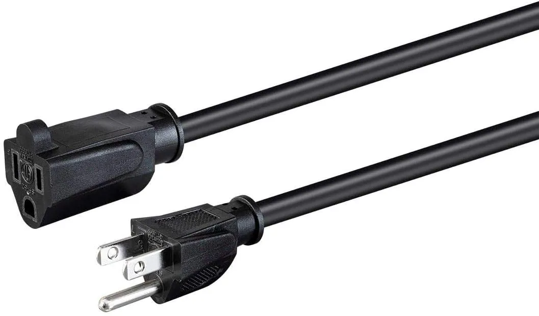 Monoprice Extension Cord - NEMA 5-15P to NEMA 5-15R, 10 Amp, 1250 Watt, 125 Volt, 18AWG, 10 Feet, Black