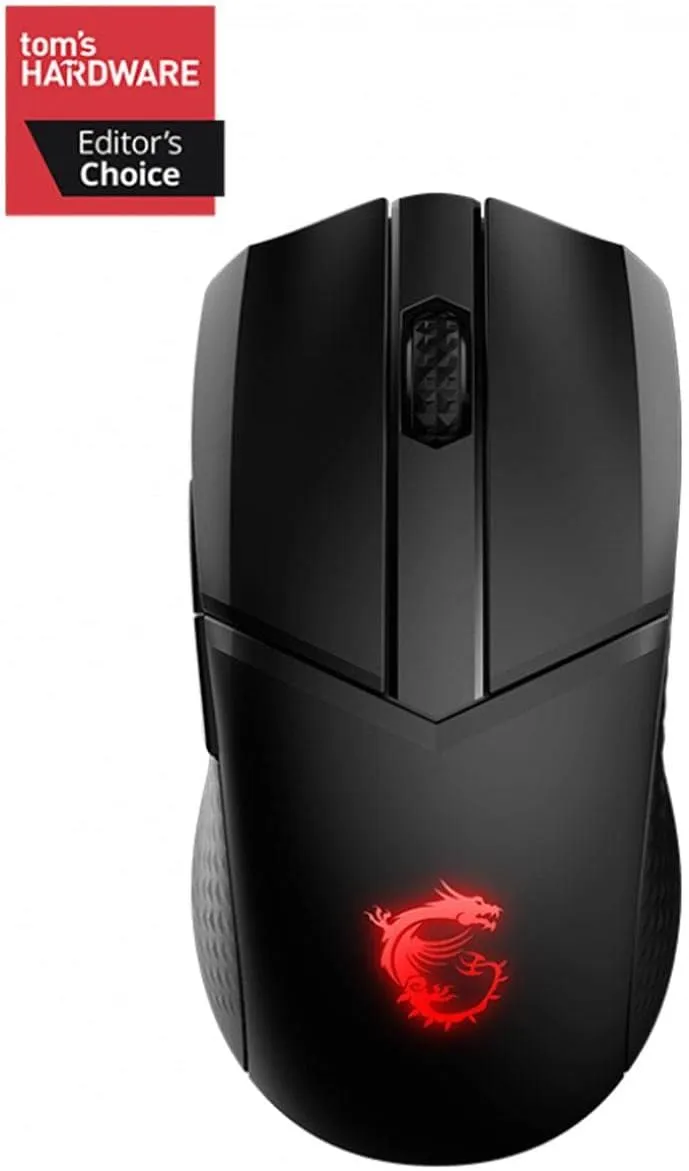 MSI Clutch GM41 Lightweight Wireless Gaming Mouse & Charging Dock, 20,000 DPI, 60M Omron Switches, Fast-Charging 80Hr Battery, RGB Mystic Light, 6 Programmable Buttons, PC/Mac