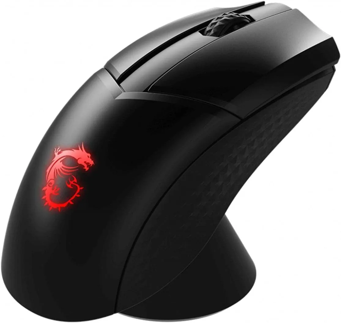 MSI Clutch GM41 Lightweight Wireless Gaming Mouse & Charging Dock, 20,000 DPI, 60M Omron Switches, Fast-Charging 80Hr Battery, RGB Mystic Light, 6 Programmable Buttons, PC/Mac
