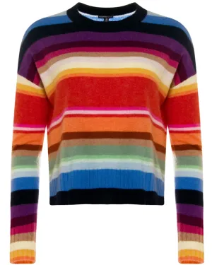 Multicolor Stripe Oversized Crewneck Pullover