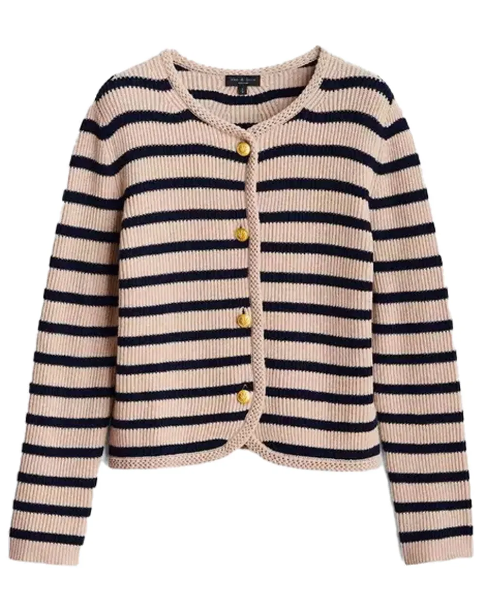 Navy and Oatmeal Nancy Wool Cardigan