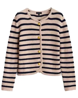Navy and Oatmeal Nancy Wool Cardigan