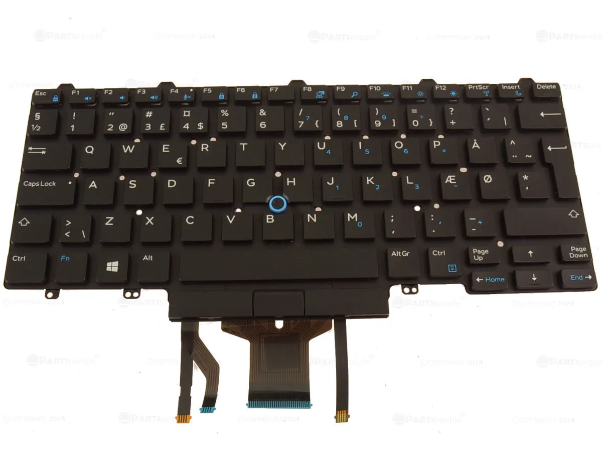 New Danish Dell OEM Latitude 5490 7490 5495 Laptop Backlit Keyboard Dual Point R0W3M