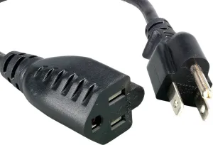 North American Power Cord Extension, NEMA 5-15P to NEMA 5-15R, 10', 16 AWG, 13A, 125V (ZWACPQA3-10)