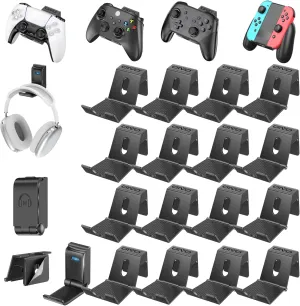 OIVO Controller & Headset Wall Mount Holder Stand, Foldable Headphone Stand, Gaming Controller Holder Hanger Hook, Universal Storage Sega Genesis Games Controller/Earphone/Game Accessories-17 Packs