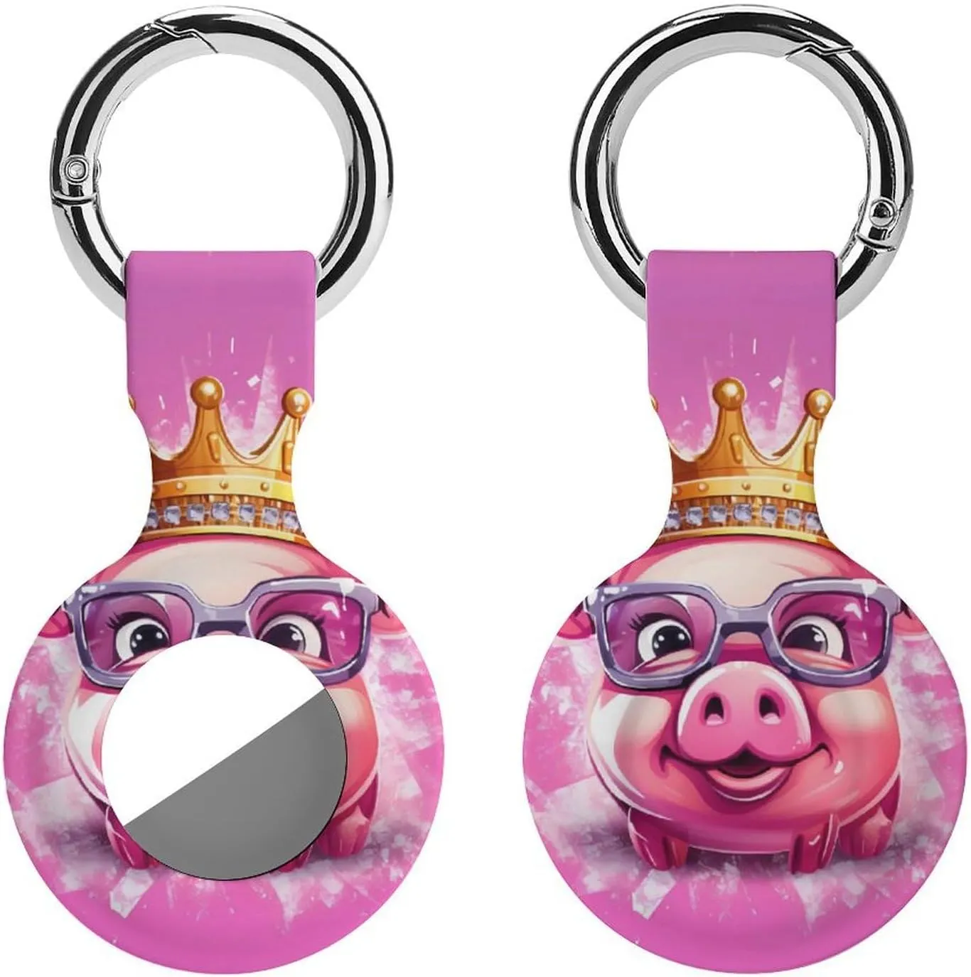 Pig Wearing Glasses Cute Animal Protective Case Compatible for Airtag Shockproof Case Cover Holder with Keychain 1PCS