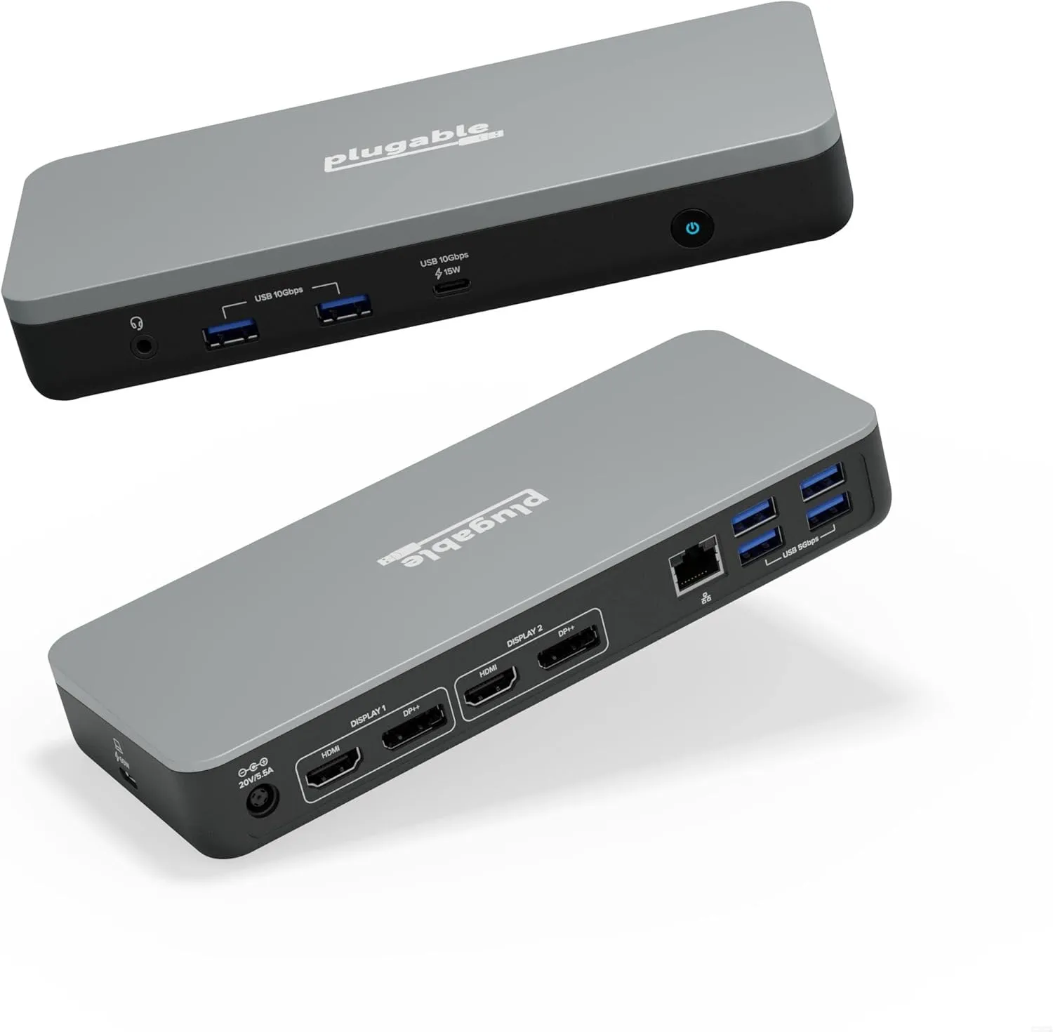 Plugable 12-in-1 Dual 4K USB C Docking Station, Works With Chromebook Certified, Driverless 60W Charging Dock, Compatible with ChromeOS and Windows, 2x HDMI, 2x DisplayPort, Ethernet, 1x USB-C, 6x USB