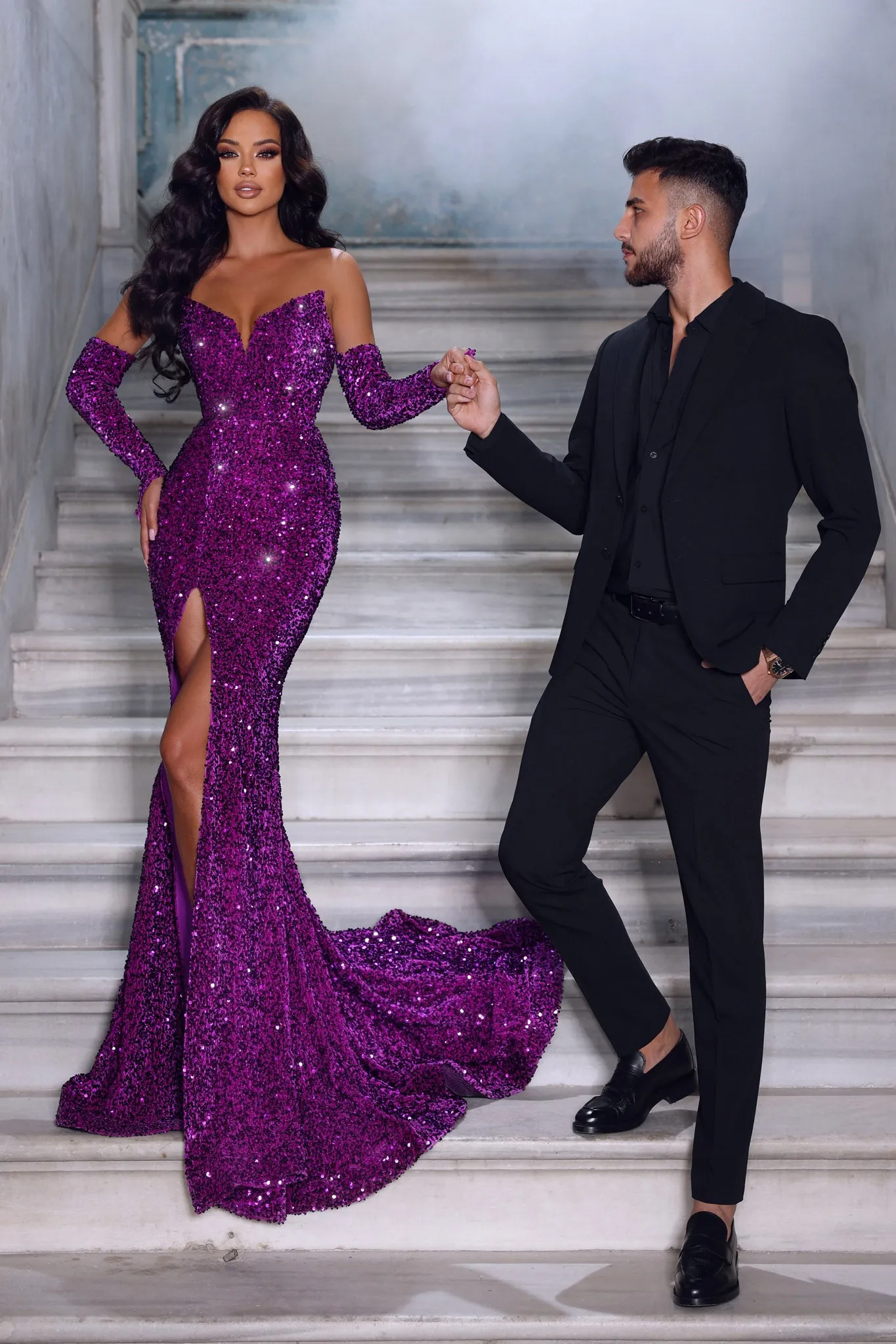 Portia and Scarlett Velvet Sequin Dress PS23521