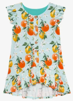 Posh Peanut Mirabella Henley Ruffled Capsleeve Hi Low Dress