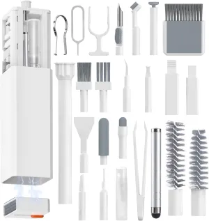Professional Keyboard Cleaning Kit with 32-in-1 Tools for Earbuds,Cellphones, PC, Screens,Camera Lens, Electronics Devices,Mechanical Keyboards,Compact and Portable Design(White)
