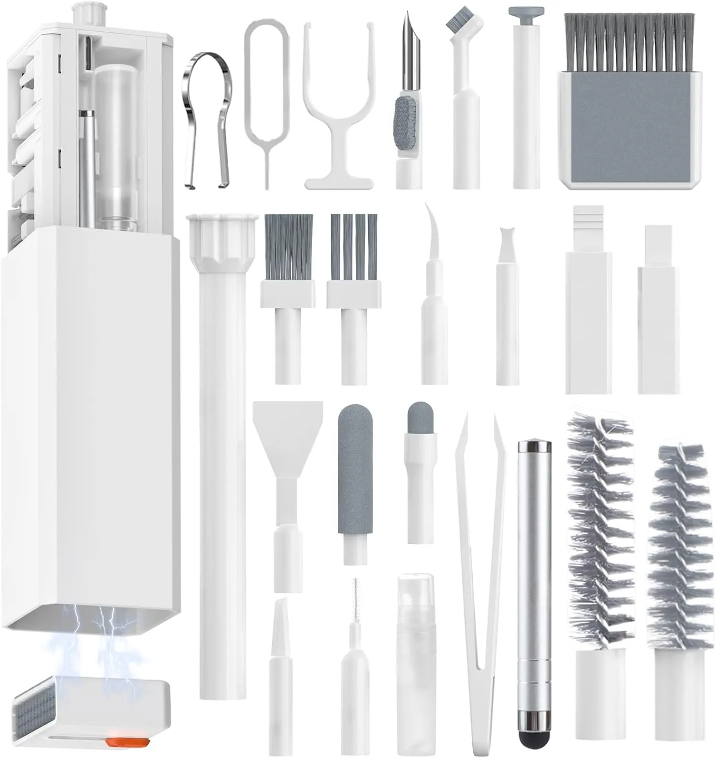 Professional Keyboard Cleaning Kit with 32-in-1 Tools for Earbuds,Cellphones, PC, Screens,Camera Lens, Electronics Devices,Mechanical Keyboards,Compact and Portable Design(White)