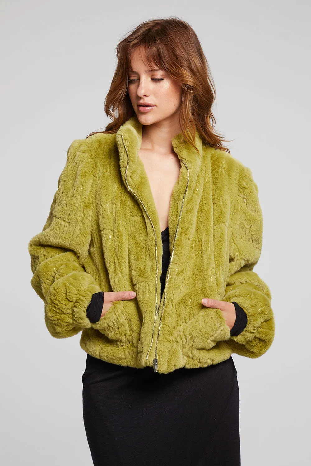 Puff Sleeve Green Olive Jacket