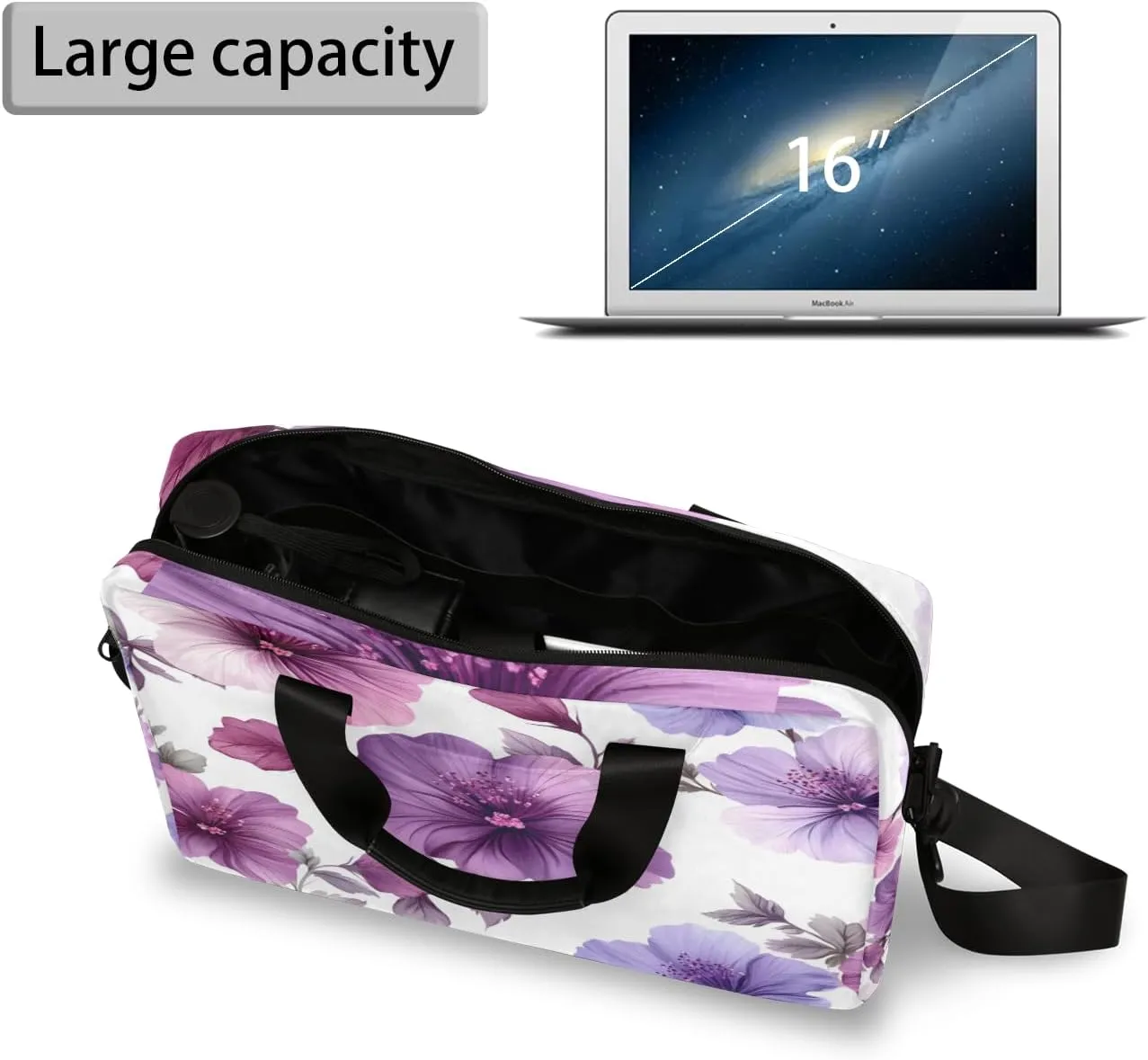 Purple and Pink Laptop Bag for 14 15 15.6 Inch, Waterproof Laptop Sleeve Case Computer Cover Carrying Bag Travel Work Briefcase Shoulder Bags