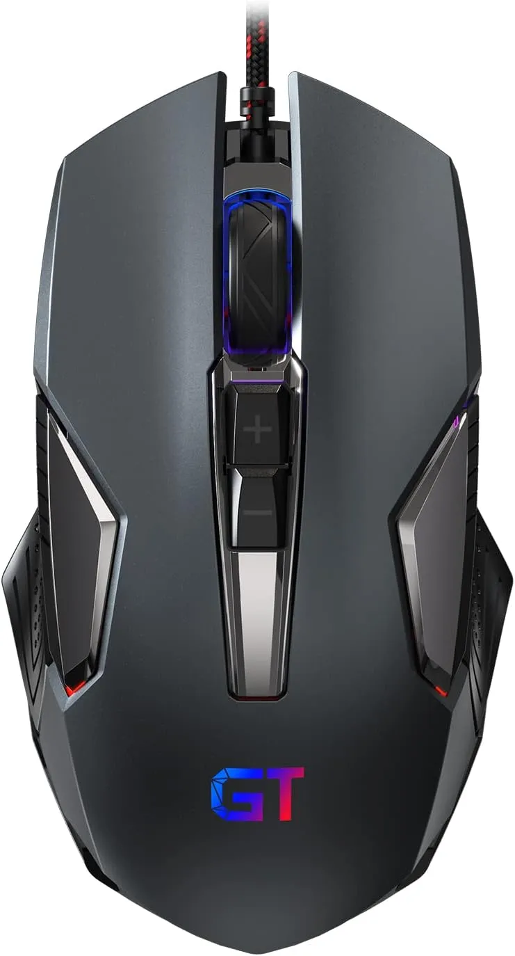 RaceGT Gaming Mouse Wired RGB PC Gaming Mice, 4 Color Backlight, Ergonomic Optical Computer Wired Mouse with Fire Button for Desktop PC Laptop Gamer & Work