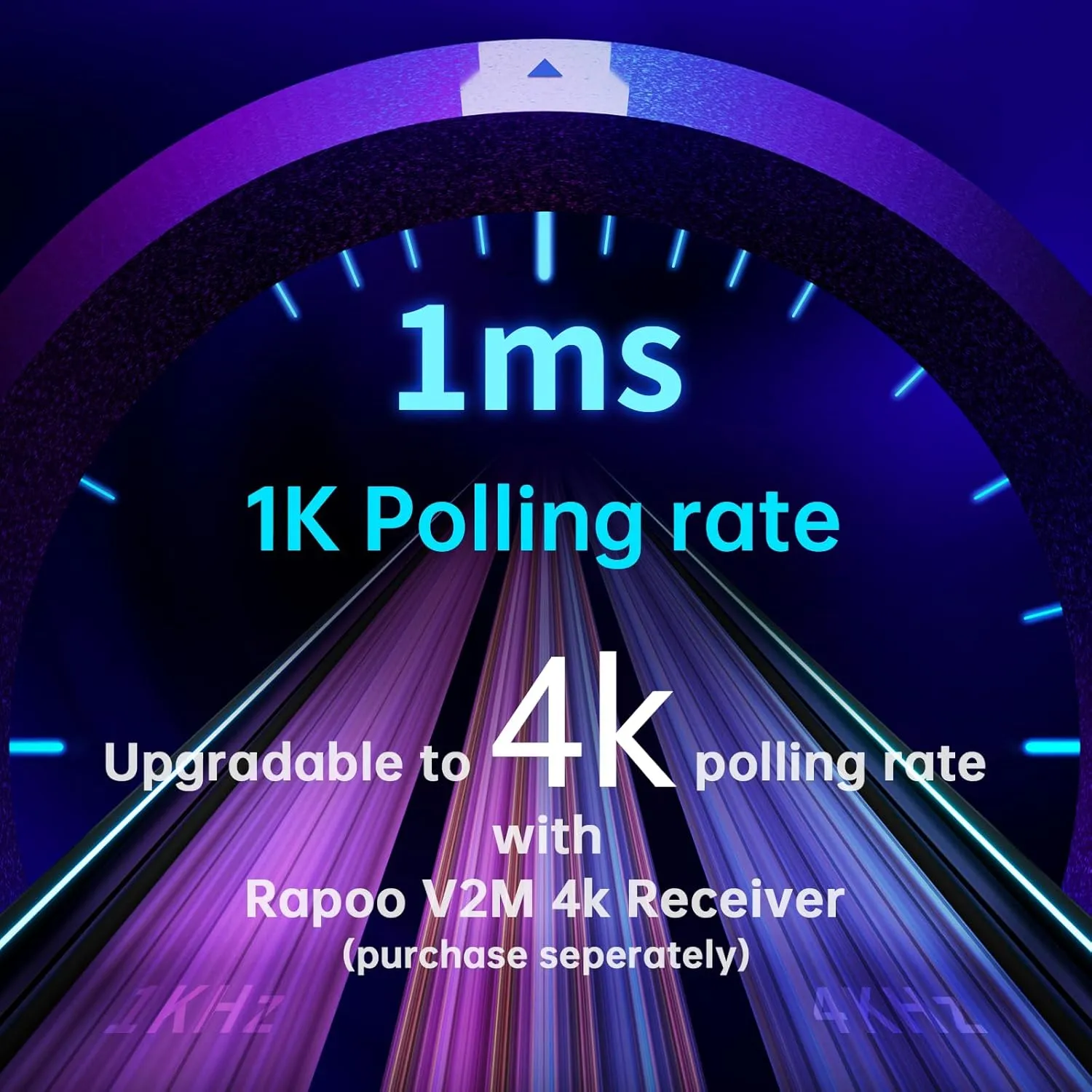 Rapoo VT9Pro Wireless Gaming Mouse - Esports Grade Performance Gaming Mice, PAW 3398 Sensor, 26000 DPI, 1ms Response Time, 68g Lightweight, 10 Programmable Buttons, Long Battery Life, White