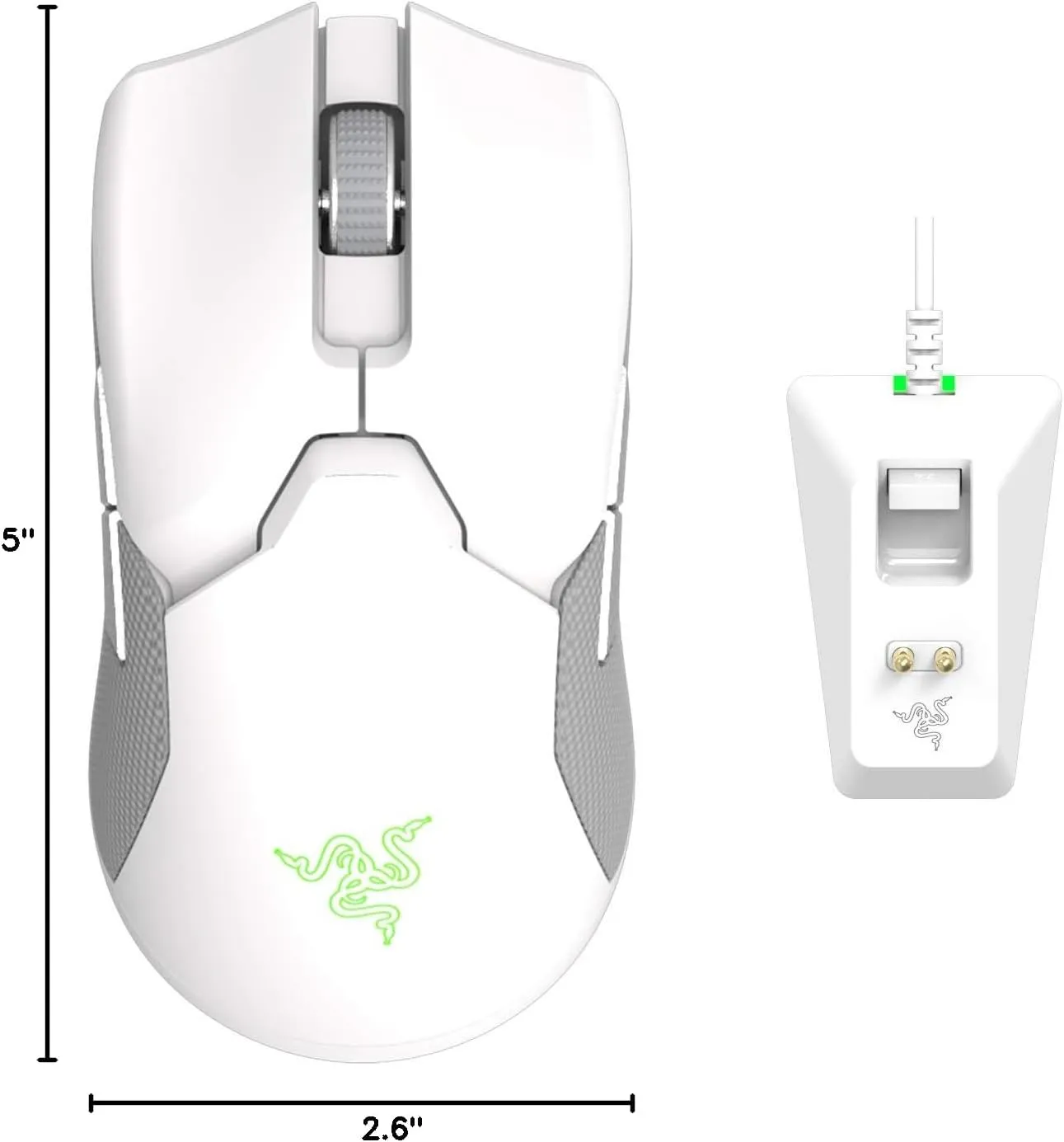 Razer Viper Ultimate Lightweight Wireless Gaming Mouse & RGB Charging Dock: Hyperspeed Wireless Technology - 20K DPI Optical Sensor - 74g Lightweight - 70 Hr Battery - Mercury White