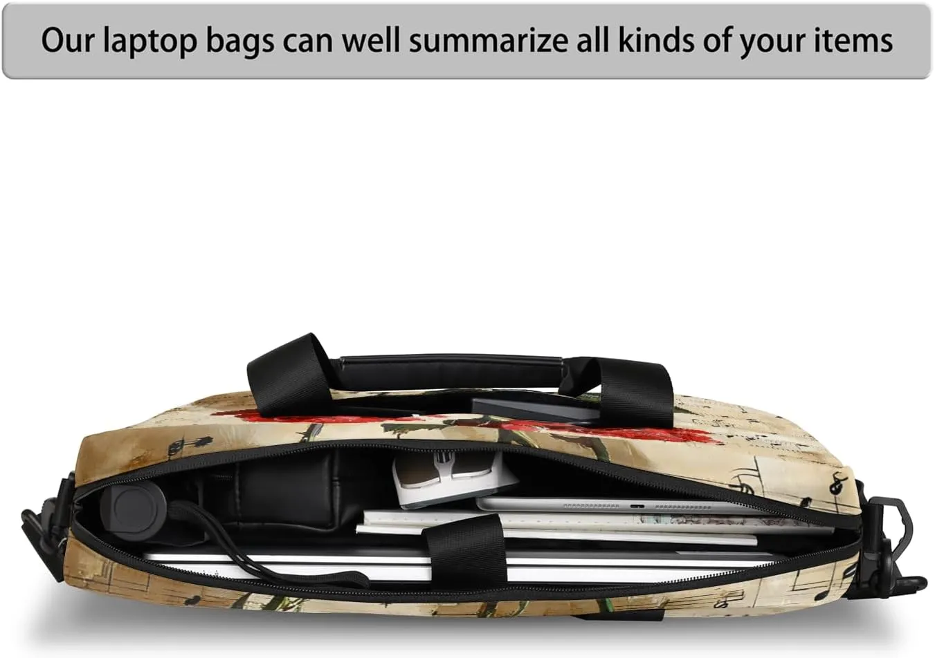 Red Rose Laptop Bag for 14 15 15.6 Inch, Waterproof Laptop Sleeve Case Computer Cover Carrying Bag Travel Work Briefcase Shoulder Bags