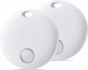 Reyke Smart Tag, Bluetooth Luggage Tracker. Works with Apple Find My (iOS Only), Item Locator for Key, Luggage, Backpack, Wallet, IP67 Waterproof, 2 Pack- White