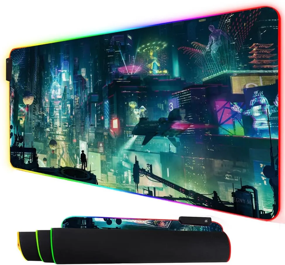 RGB Mouse Pad, XXL LED Gaming Mouse Mat Heavy Duty Anty Slip 35.4 * 15.7 Inches greencity