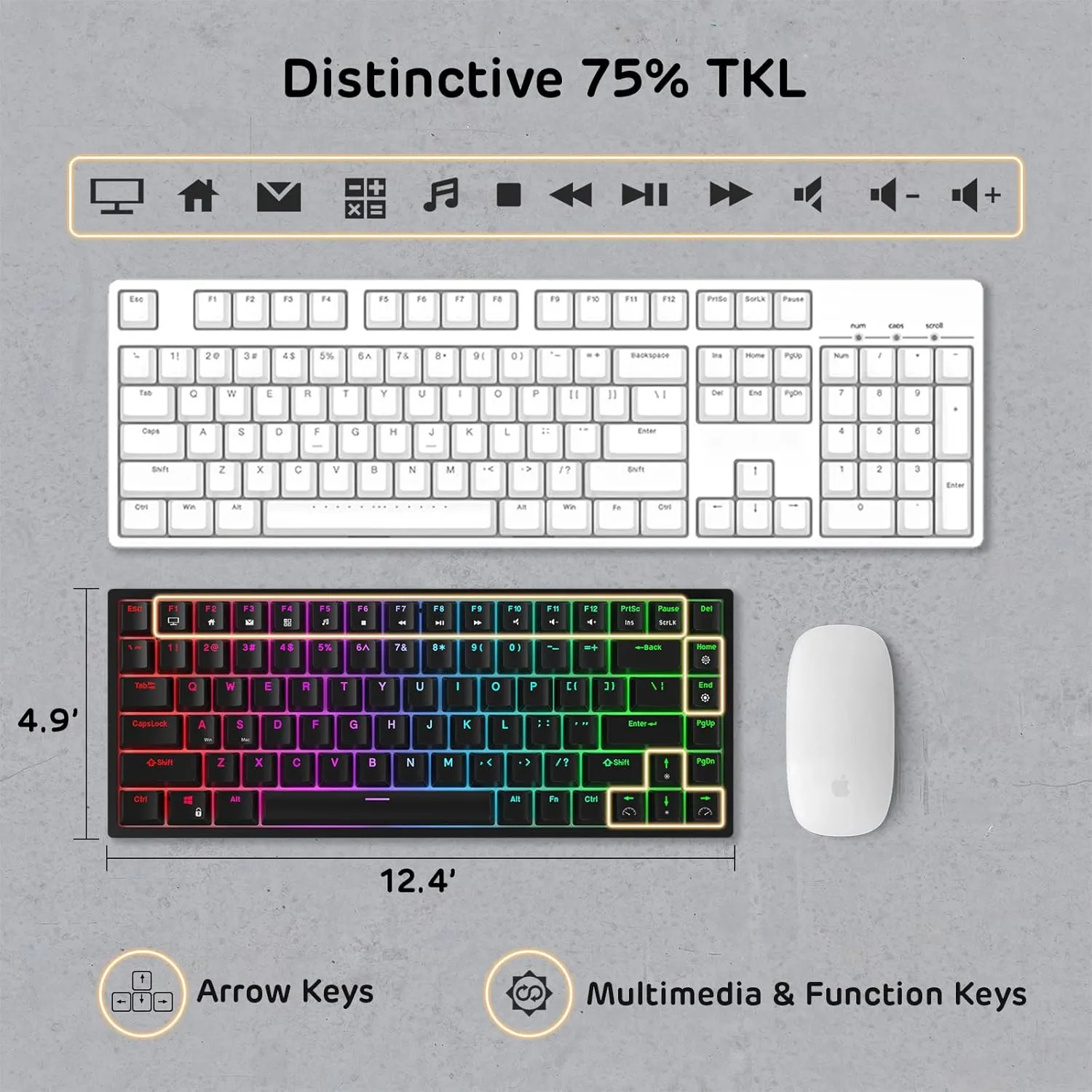 RK ROYAL KLUDGE RK84 Wired RGB 75% Hot Swappable Mechanical Keyboard, 84 Keys Tenkeyless TKL Gaming Keyboard w/Programmable Software, RK Red Switch