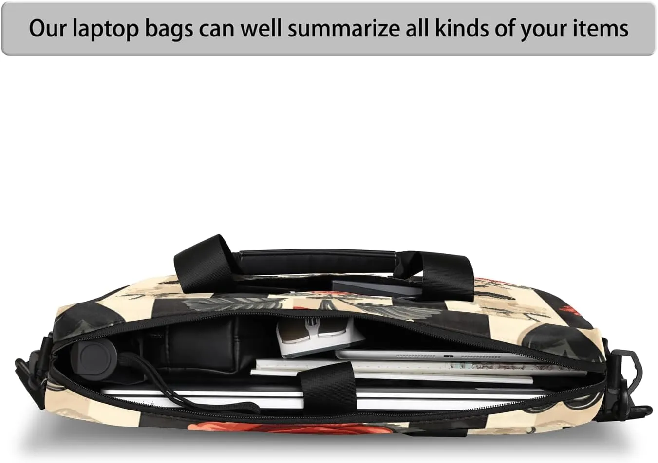 Rose Laptop Bag for 14 15 15.6 Inch, Waterproof Laptop Sleeve Case Computer Cover Carrying Bag Travel Work Briefcase Shoulder Bags