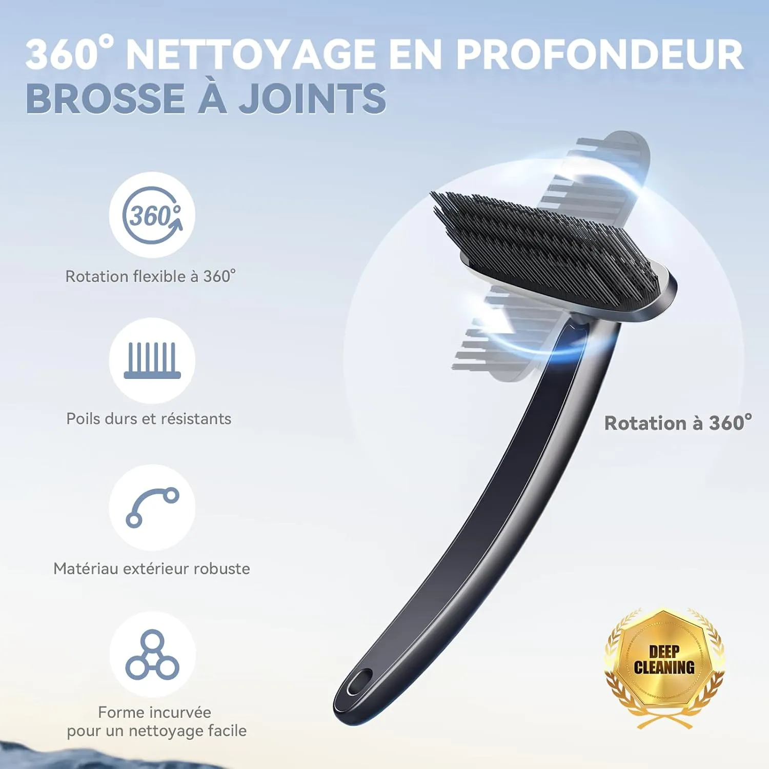 Rotatebrush - Rotating Crevice Cleaning Brushes, Home Essentials, Cleaner Scrub Brush Tool, Cleaning Supplies for Shower, Bathroom, Kitchen, Toilet, Window (2, White&Black)