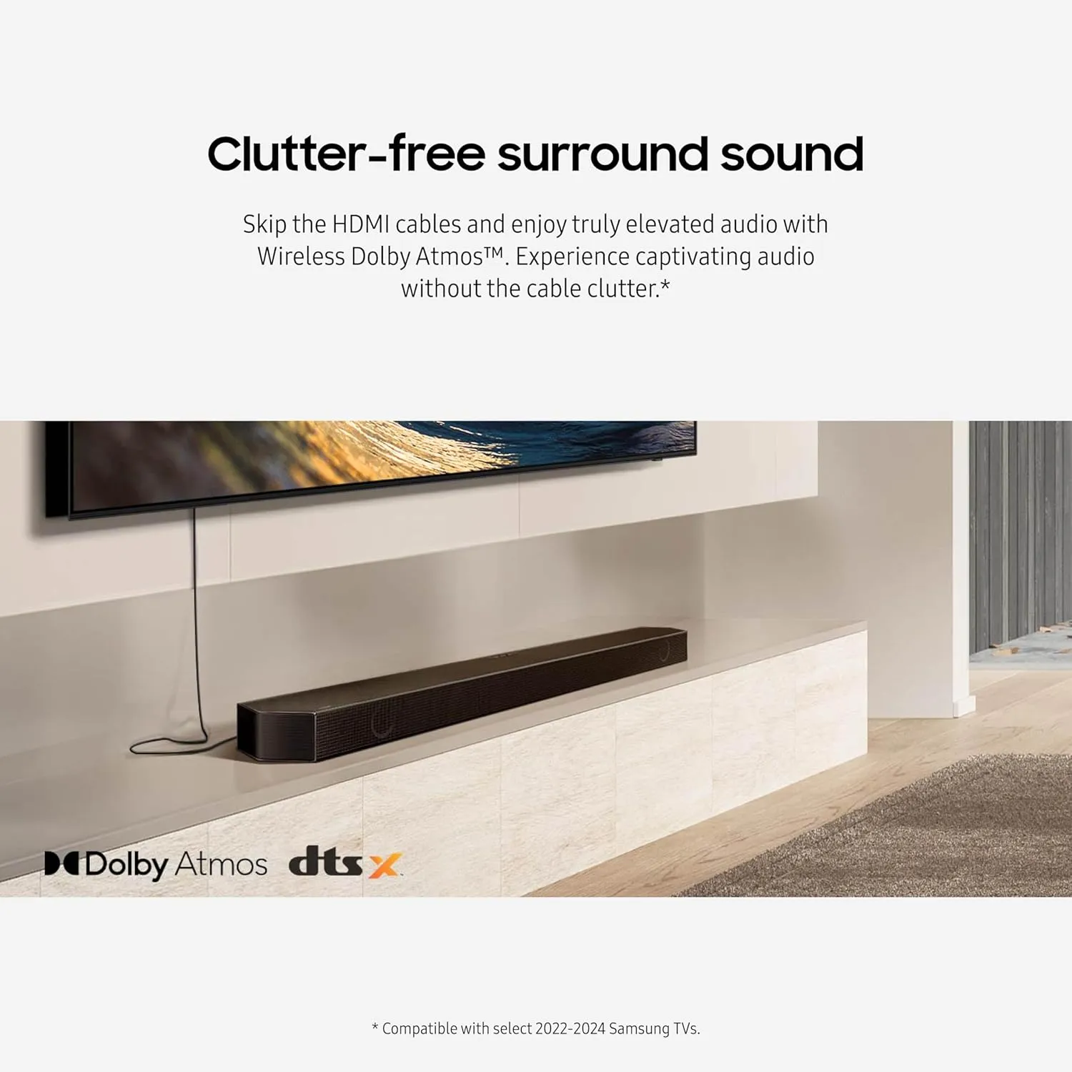 Samsung QS730D 3.1.2ch Soundbar w/Wireless Dolby Atmos Audio, Q-Symphony, SpaceFit Sound Pro, Adaptive Sound, Game Mode Pro, Black (Renewed)