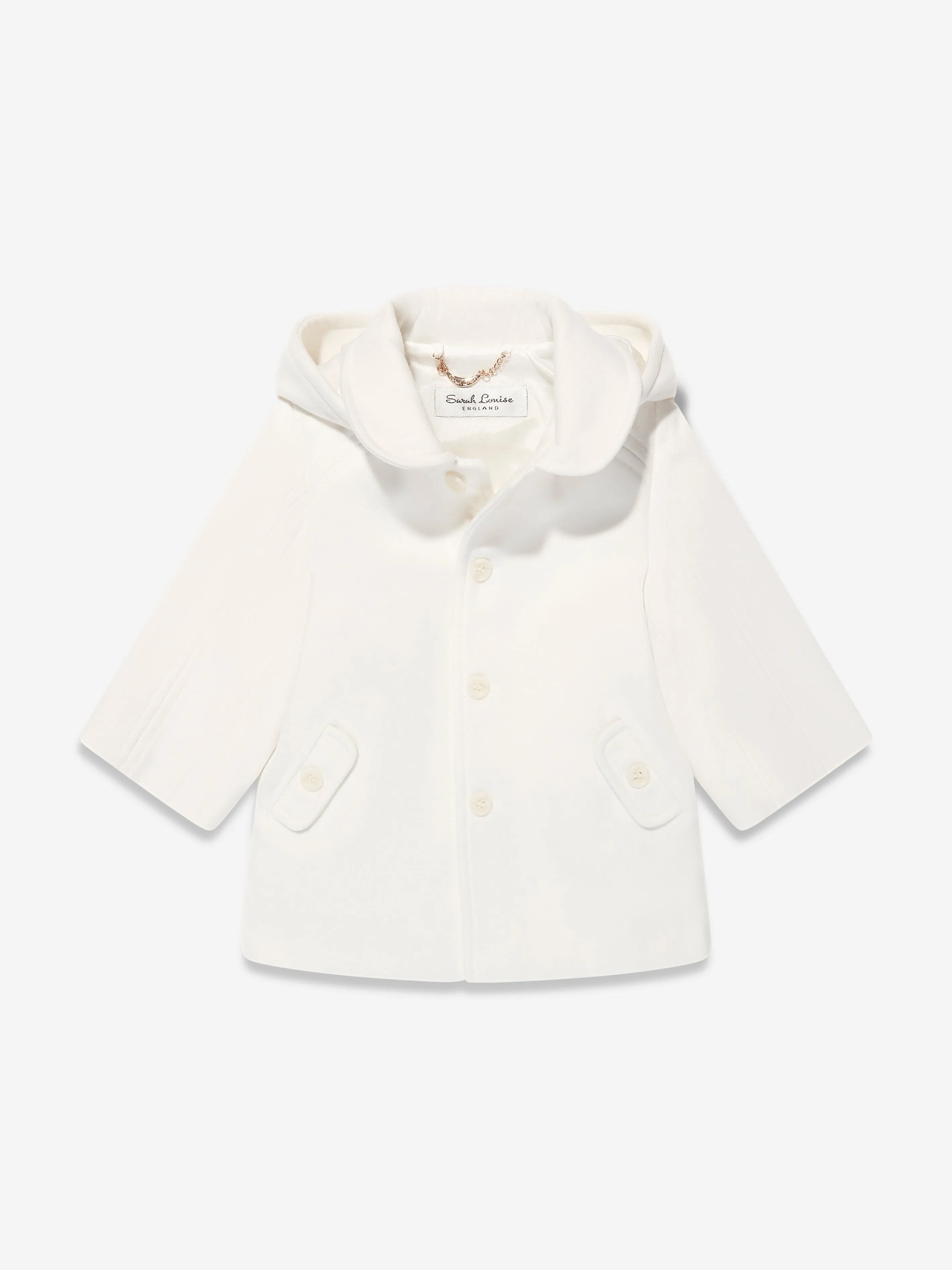 Sarah Louise Boys Hooded Coat in Ivory