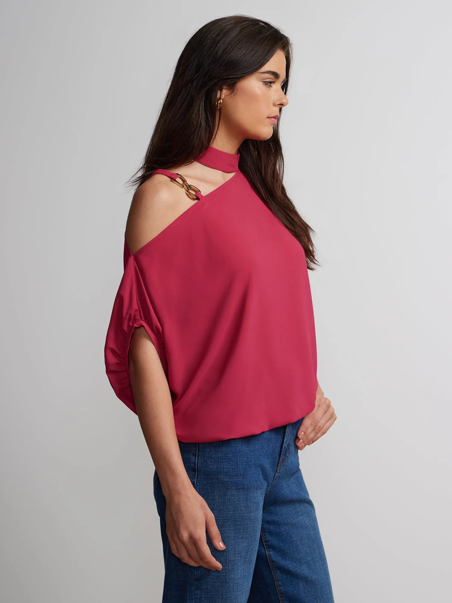 Short Sleeve Cold Shoulder Top